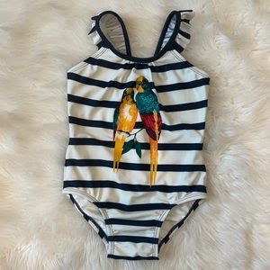 EUC 3Y Gap Navy Striped Parrots One-piece Swim!🦜